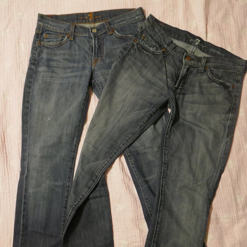 Bundle Lot Seven 7 for All Mankind Roxanne Roxy Slim Cigarette Straight Ankle 27